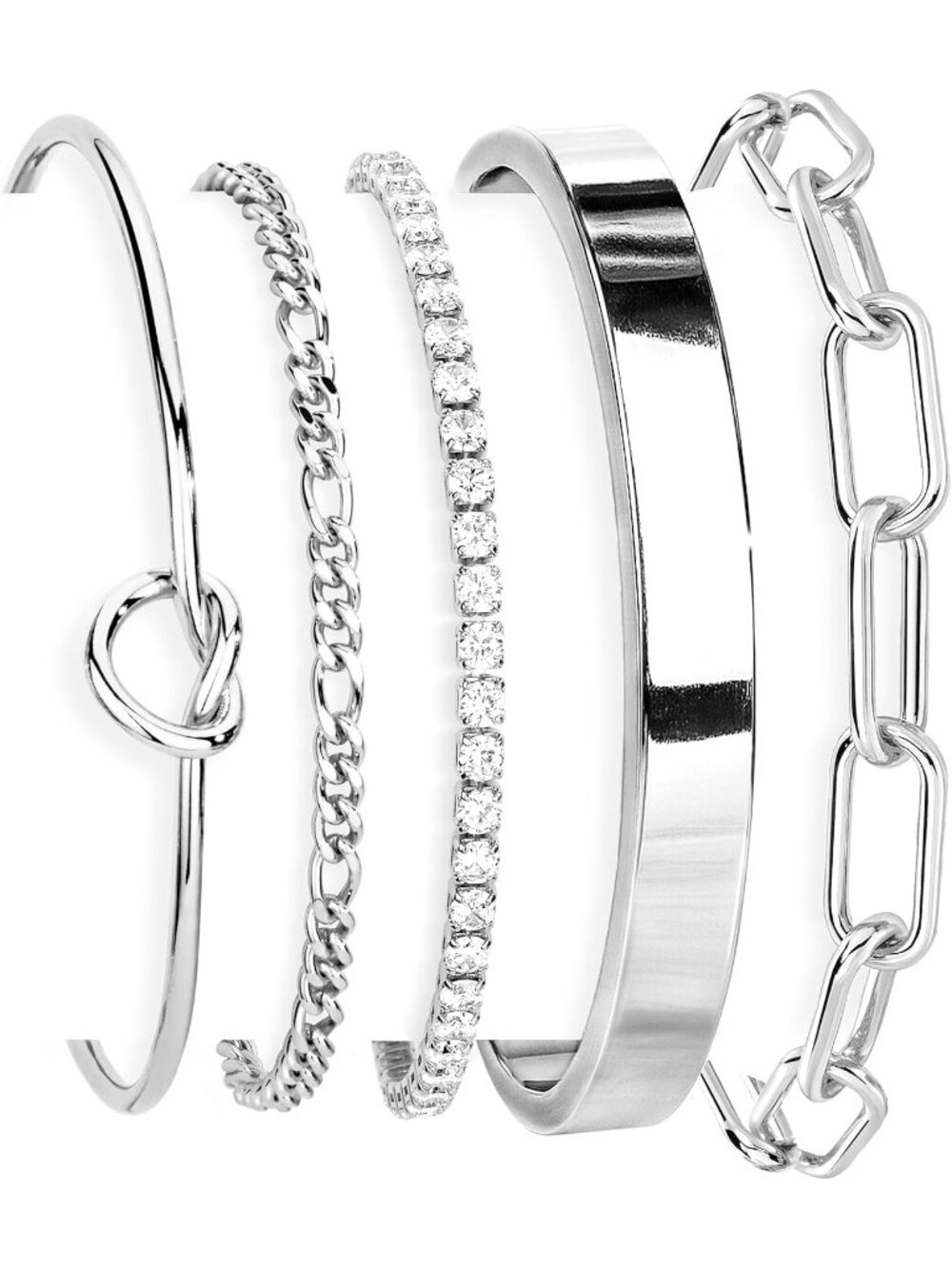 Women's Silver Set For 14 Gold Plated Non Tarnish Stackable Bangles